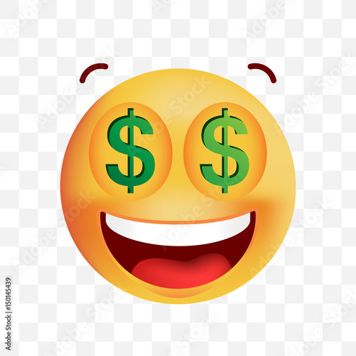 Cute Rich Emoticon on White Background. Isolated Vector Illustration 
