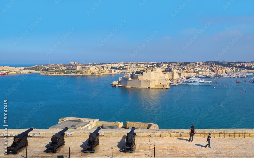 Vittoriosa (Birgu) mit Fort St. Angelo auf Malta vom 