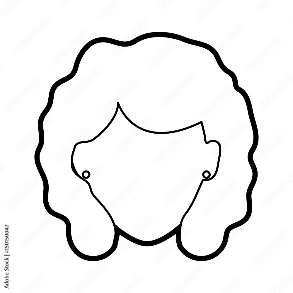 faceless woman with long curly hair icon image vector illustration design black line faceless woman with long curly hair icon image vector illustration design black line