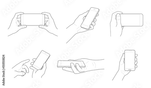 Vector mobile outline in hand set