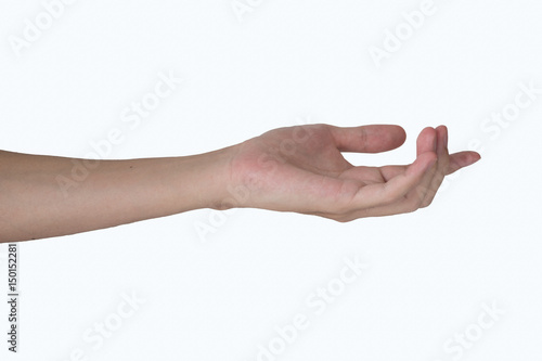 Isolated open the outstretched palm of the hand on white background