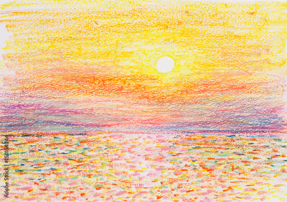 How to draw Sunset ft Moonlight Scenery with Oil Pastel step by step -  YouTube