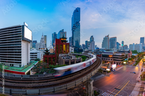 Photography Sunset scence of Bangkok Panorama skyline