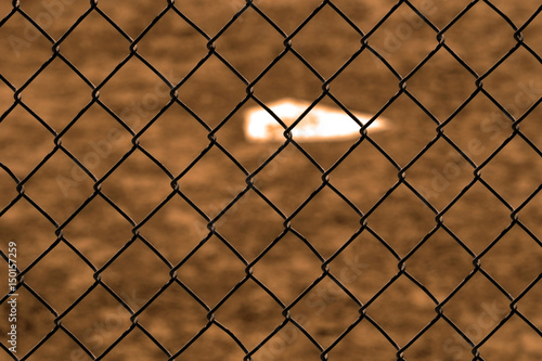 Photography Baseball Home Plate and Backstop Fence