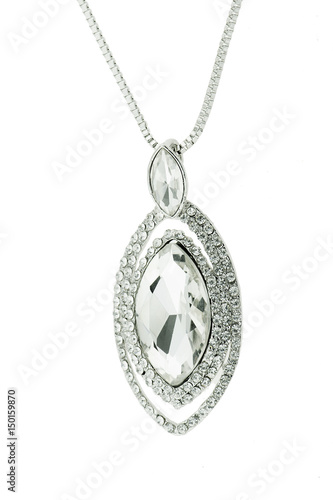 necklace with diamond isolated on the white background