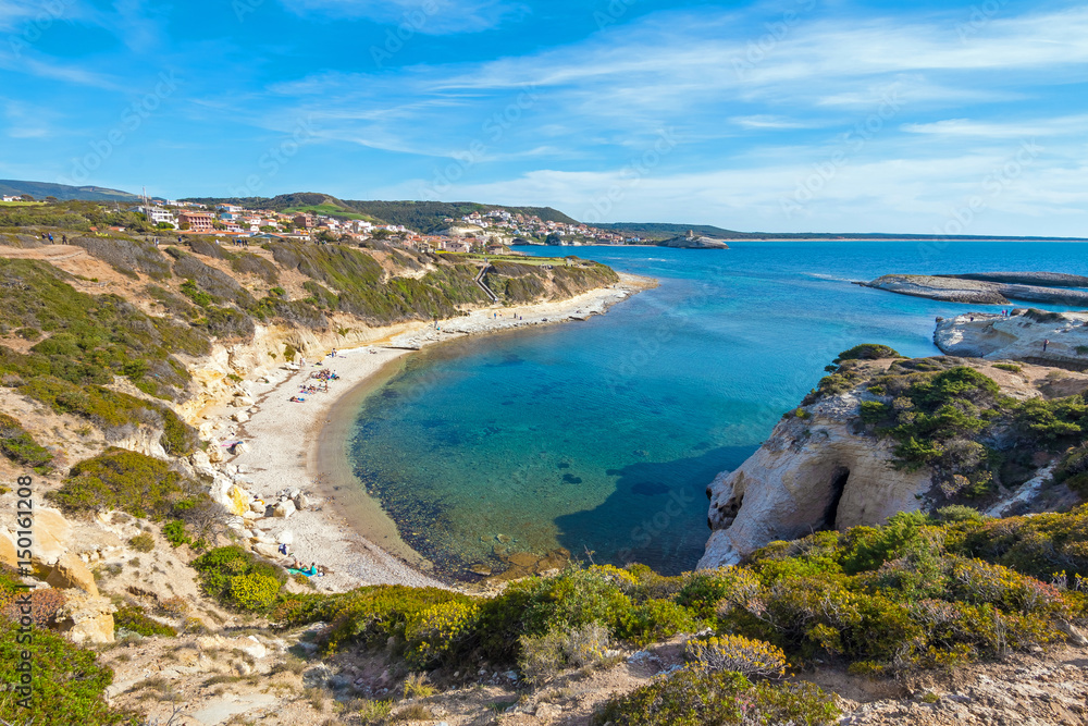 Obraz premium Limestone rock with arch, S`Archittu di Santa Caterina in Oristano Province, Sardinia, Italy