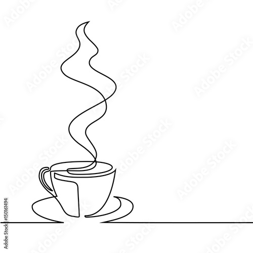 continuous line drawing of cup of coffee photo
