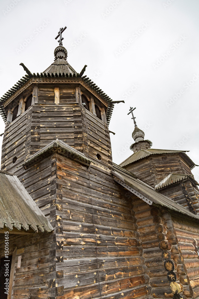 SUZDAL, RUSSIA - APRIL 28, 2017: Open air museum. Historic masterpiece of wooden architecture SUZDAL, RUSSIA - APRIL 28, 2017: Open air museum. Historic masterpiece of wooden architecture
