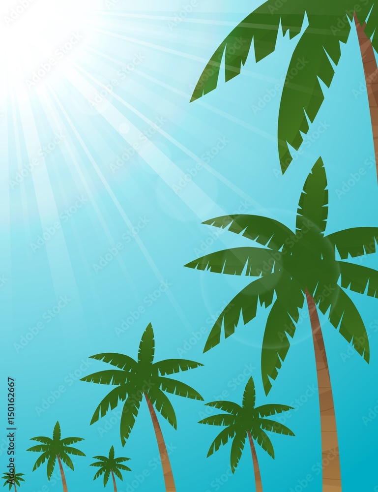 Fototapeta premium Landscape background with palm trees at tropical beach