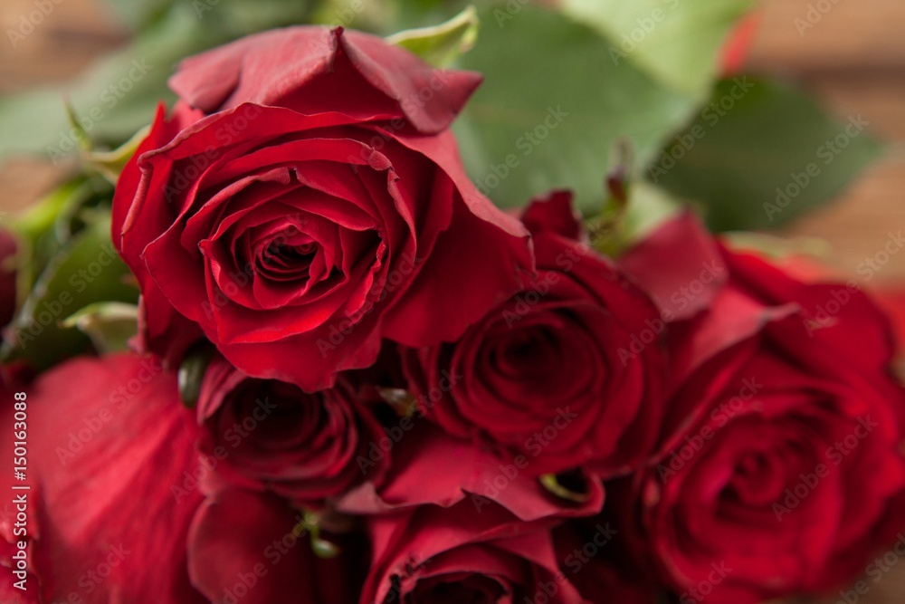 Bunch of red roses and gift box Bunch of red roses and gift box