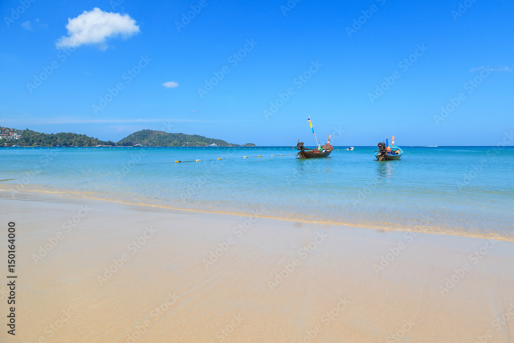 Landscape of Patong beach with blue sky background at  Phuket, Thailand.
