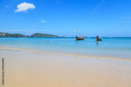 Landscape of Patong beach with blue sky background at  Phuket, Thailand. © Akarapong Suppasarn