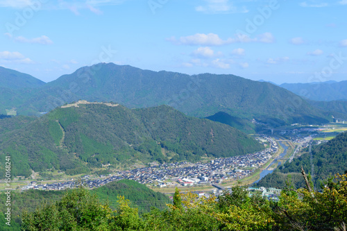 兵庫 朝来 竹田城と和田山の町並み 立雲峡からの眺め
