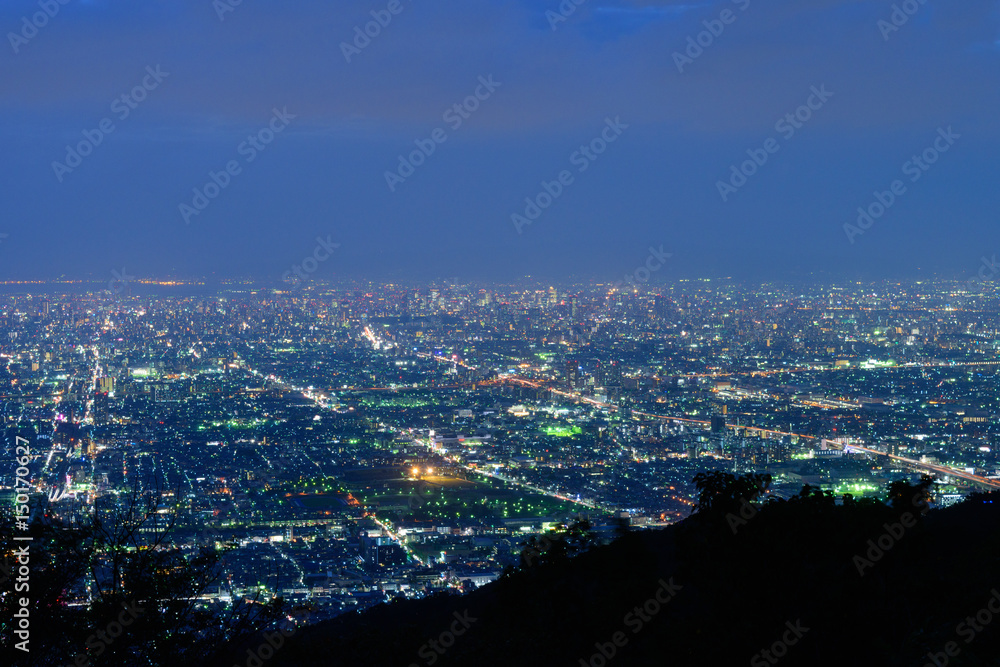 大阪の夜景　信貴生駒スカイラインからの眺め