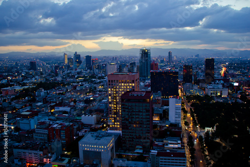 Mexico city at sunset time