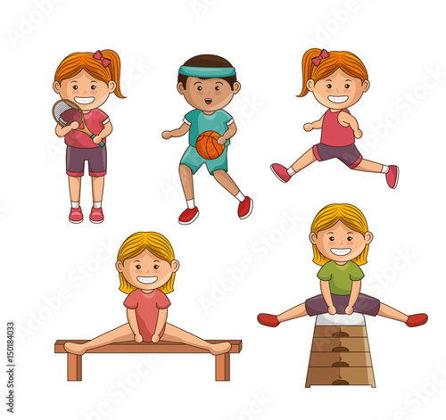 Small group of athletes vector illustration design