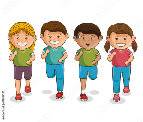 Small group of athletes vector illustration design