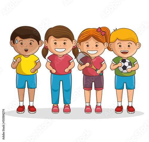 Small group of athletes vector illustration design