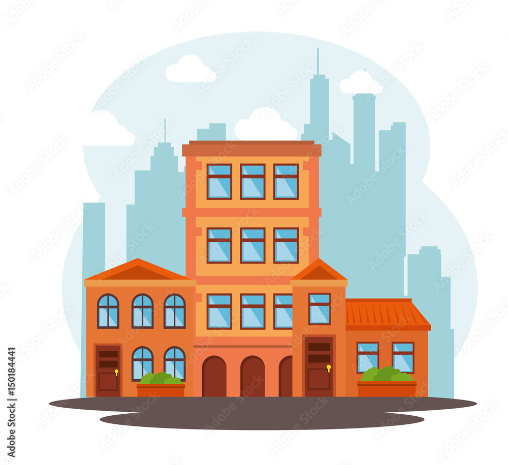 city landscape buildings icon vector illustration design