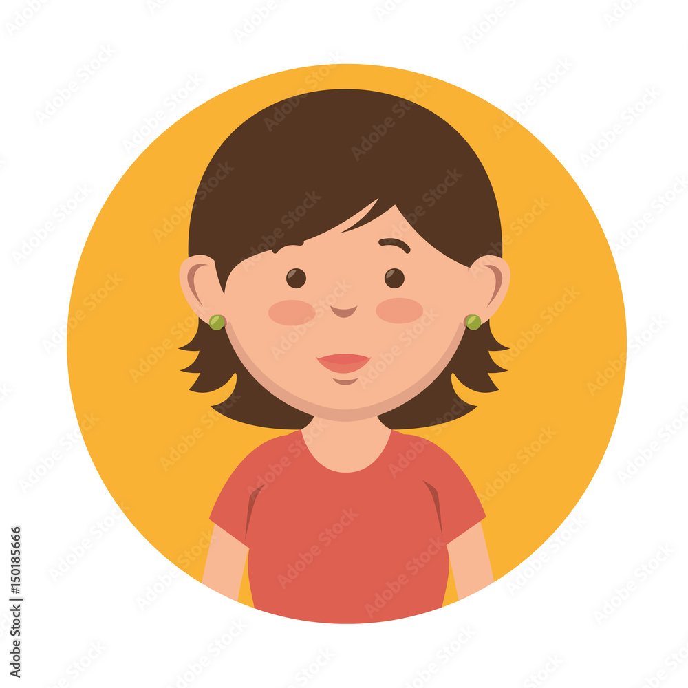 Short-haired girl icon over yellow and white background. Vector illustration. Short-haired girl icon over yellow and white background. Vector illustration.