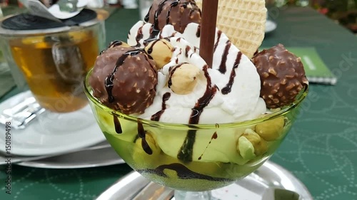 Hazelnut ice cream taken at the bar