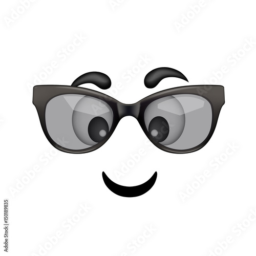 Smile face in glasses. Vector illustration