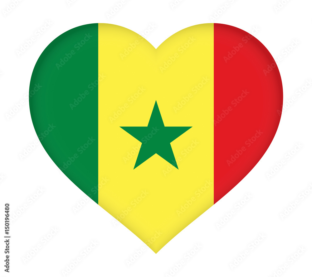 Flag of Senegal shaped like a heart. Flag of Senegal shaped like a heart.