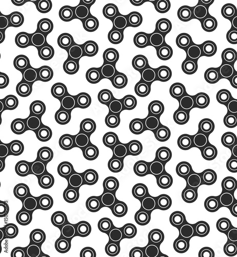Hand spinner Seamless pattern. Vector icons on white background. Fidget toy