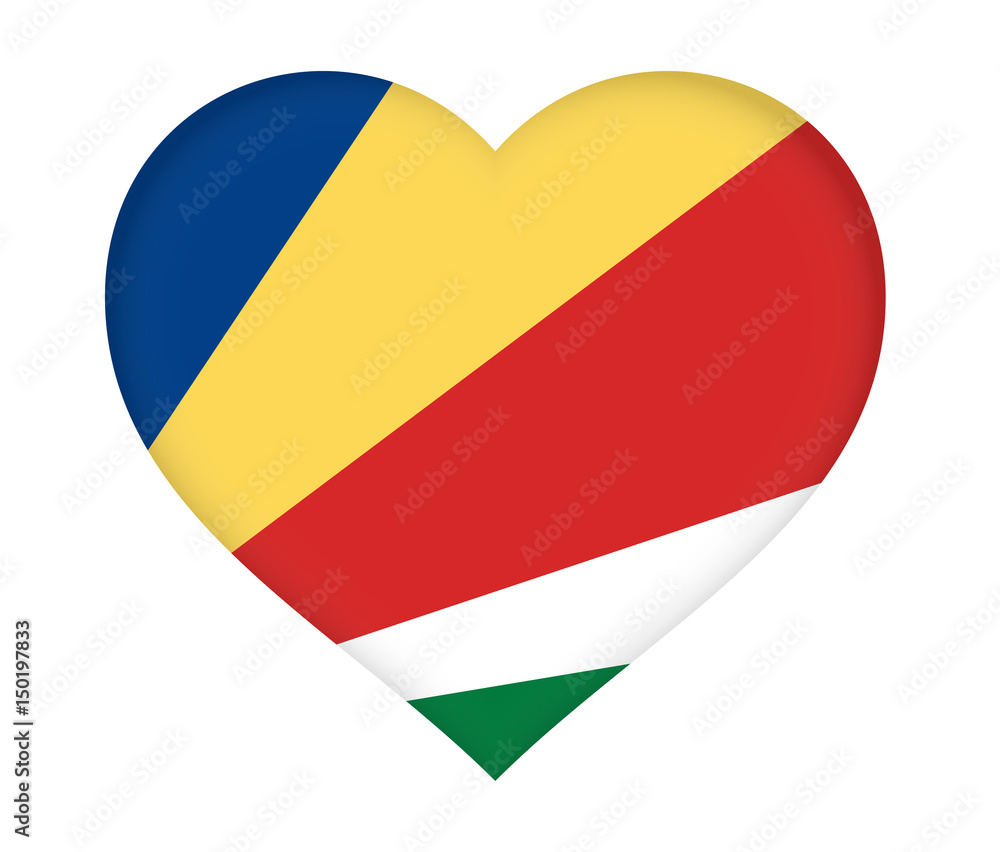 Flag of Seychelles shaped like a heart. Flag of Seychelles shaped like a heart.