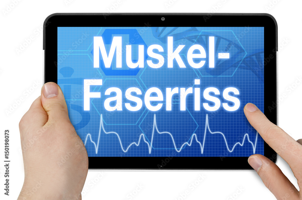 Tablet mit Diagnose Muskelfaserriss Tablet mit Diagnose Muskelfaserriss