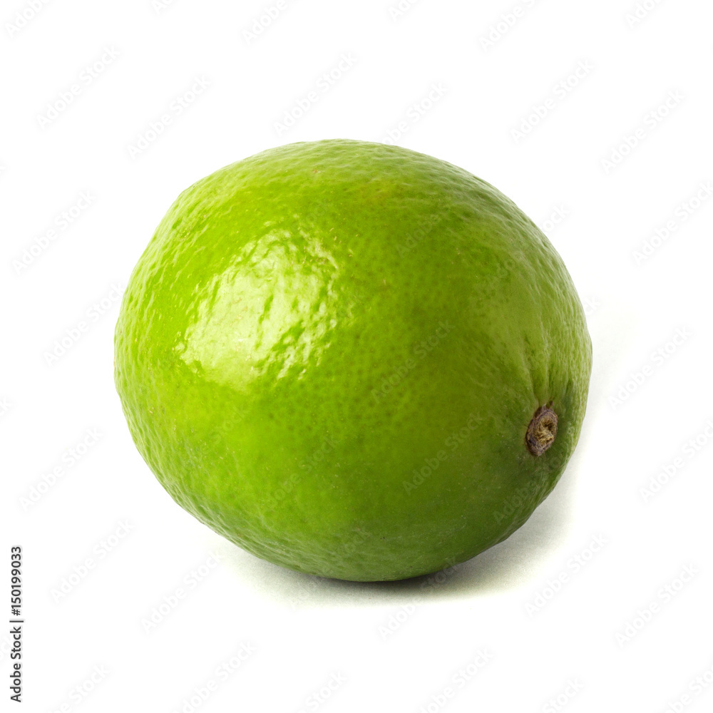 Single lime on a white background Single lime on a white background