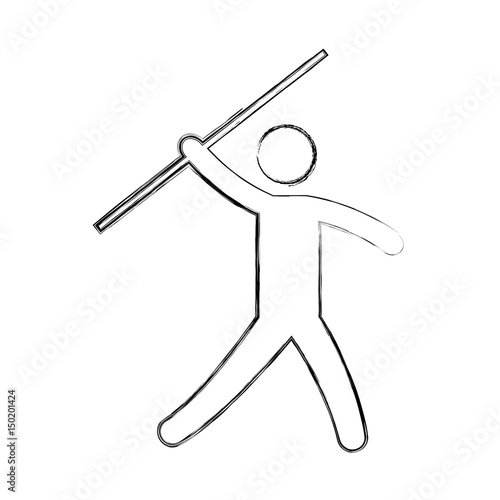 Silhouette of athlete practicing javelin throw vector illustration design