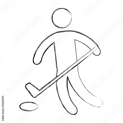 Silhouette of athlete practicing hokey vector illustration design