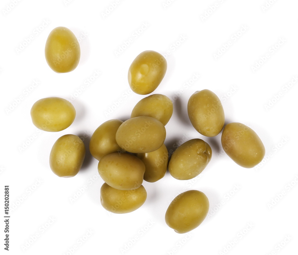 Green olives isolated on white background Green olives isolated on white background