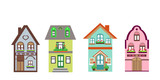 Set of detailed colorful cottage houses