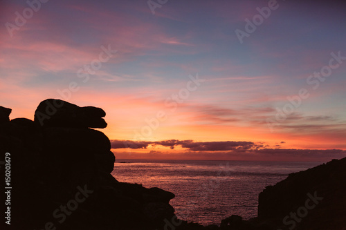 Pink sunset in Cornwall, Lands End 