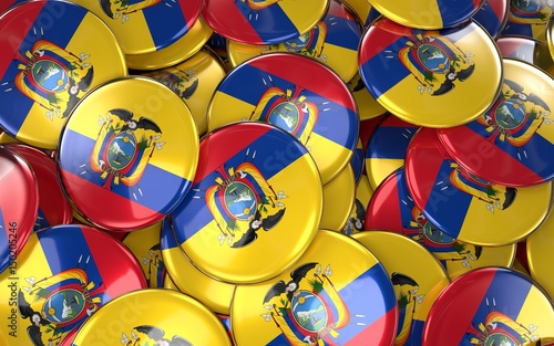Ecuador Badges Background - Pile of Ecuadorian Flag Buttons.