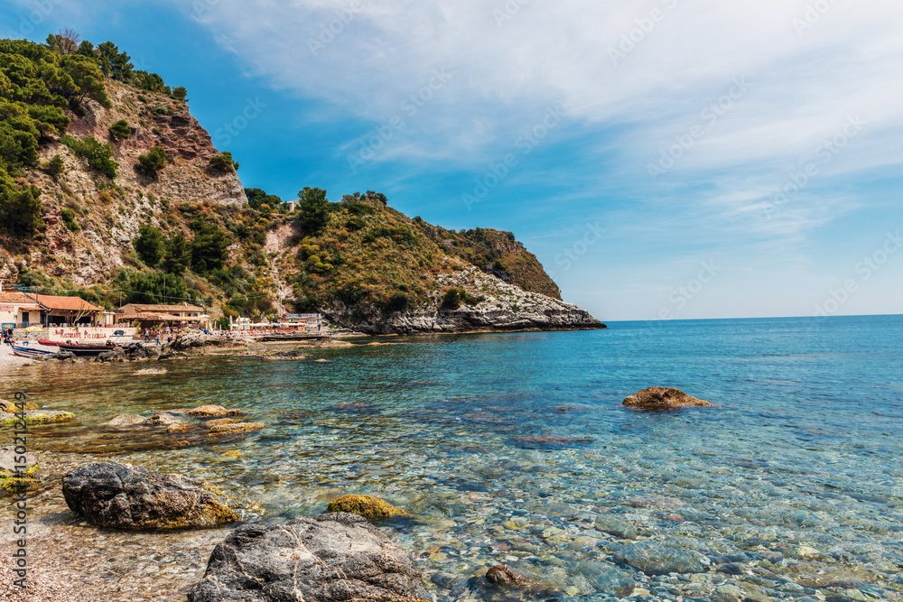 Beach at Isola Bella in Taormina, Sicily, Italy