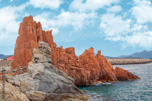 Famous Rocca Rossa (Red Rock) in Arbatax, Sardinia