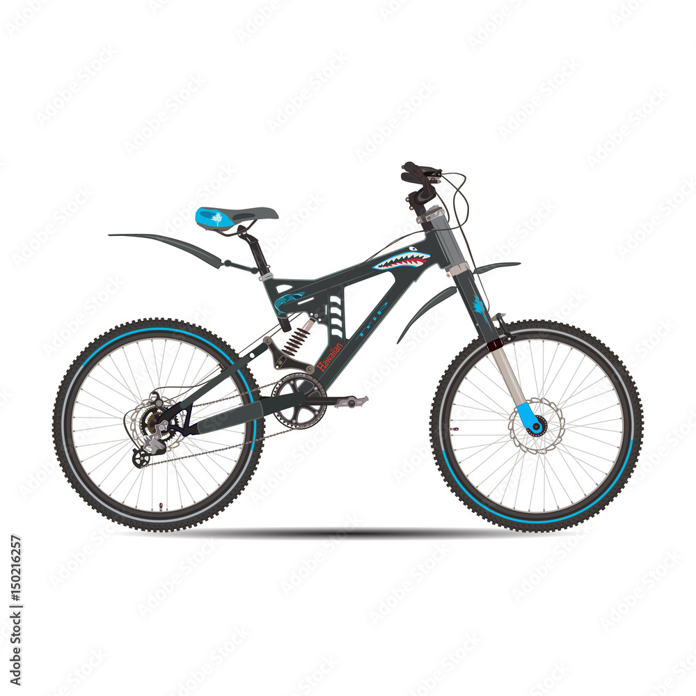 Fototapeta premium Vector illustration of mountain bike in flat style.