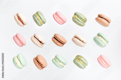 Wallpaper Mural Macarons cake, top view flat lay, fly falling pattern macaroon Torontodigital.ca