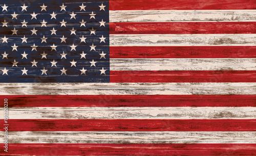 United States Flag on Wooden Surface