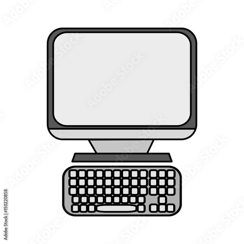 colorful caricature image computer desk with keyboard vector illustration