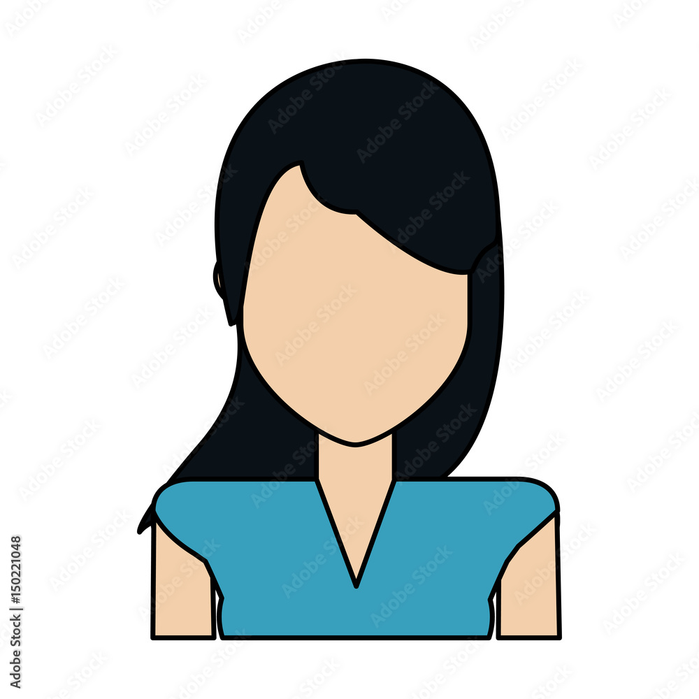 colorful image caricature faceless half body woman with straight hair  vector illustration Stock Vector | Adobe Stock