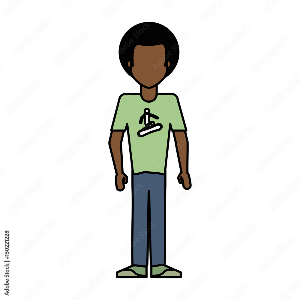 colorful caricature image faceless brunette man with afro hair vector illustration colorful caricature image faceless brunette man with afro hair vector illustration