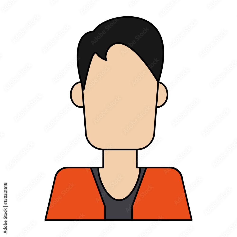 colorful caricature image faceless half body man with jacket vector illustration colorful caricature image faceless half body man with jacket vector illustration