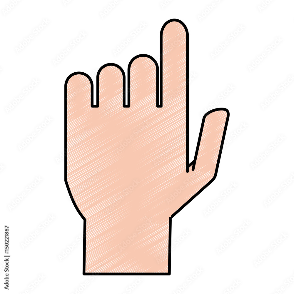 Fototapeta premium color pencil image hand pointing to front vector illustration