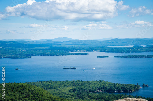 Idyllic view of Lake Winnipesaukee, Mount Major in Maine, USA
