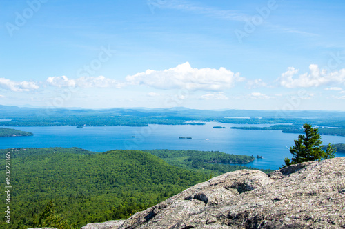 Idyllic view of Lake Winnipesaukee, Mount Major in Maine, USA
