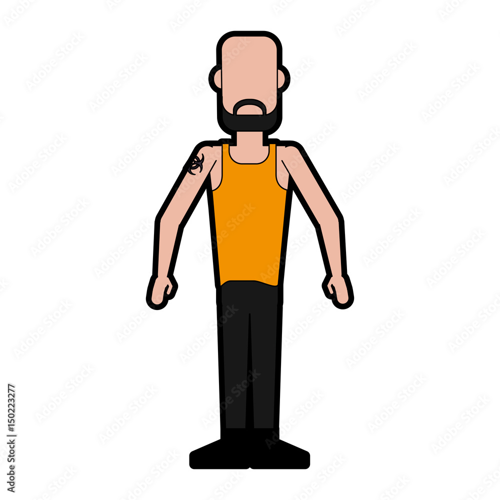 faceless bald man with beard and tattoo on shoulder icon image vector illustration design faceless bald man with beard and tattoo on shoulder icon image vector illustration design